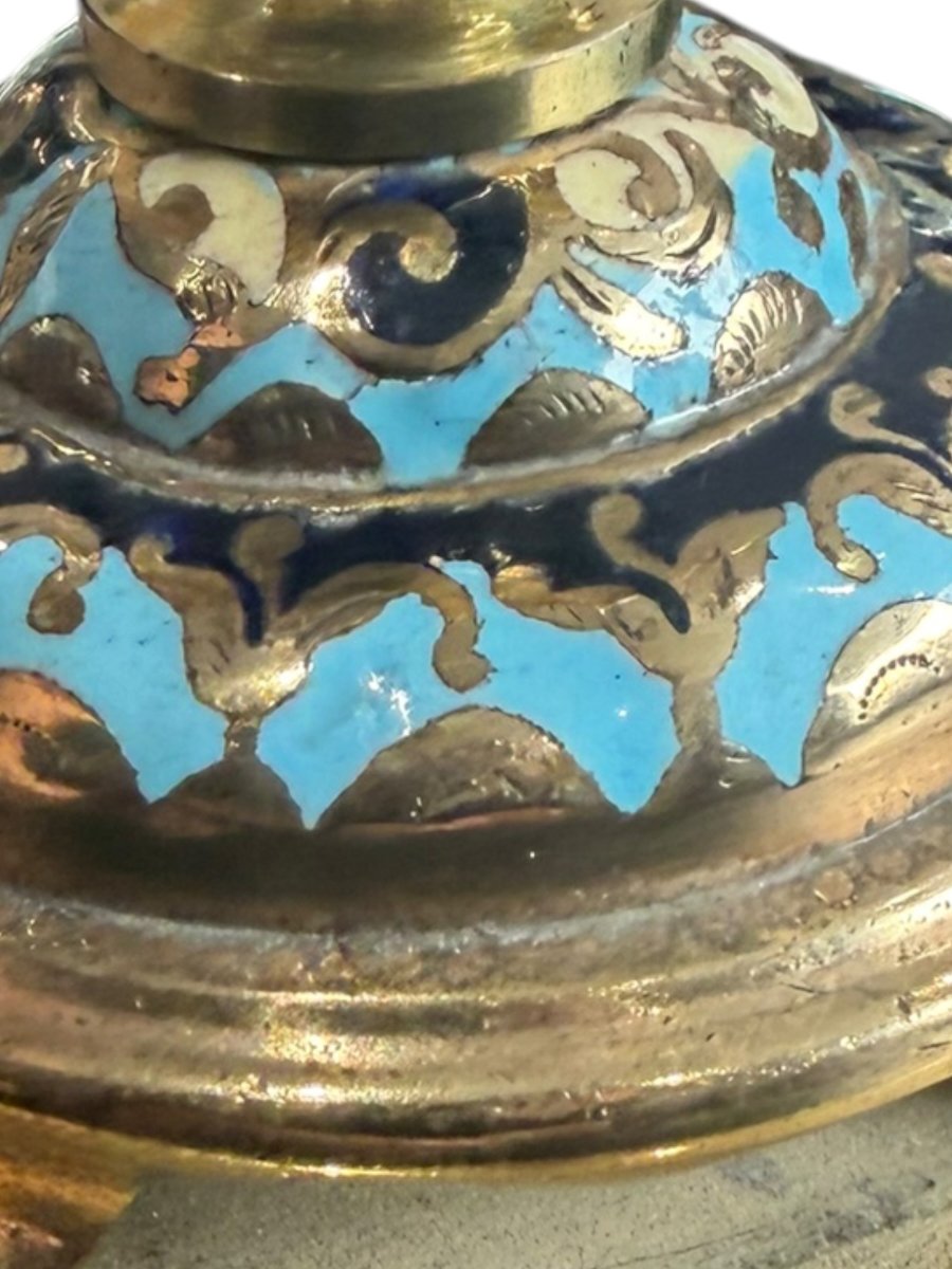 Rare Enameled Wedding Candleholder-photo-5