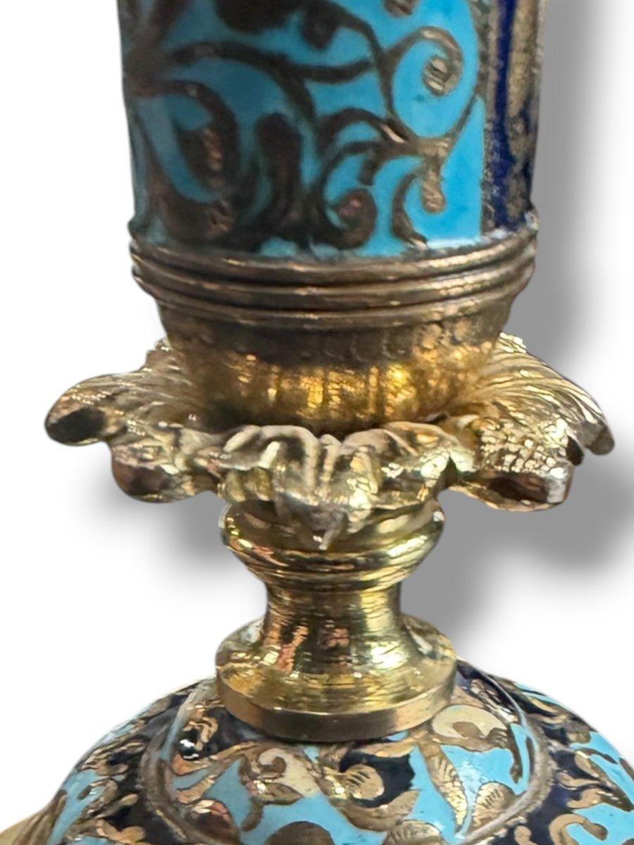 Rare Enameled Wedding Candleholder-photo-6