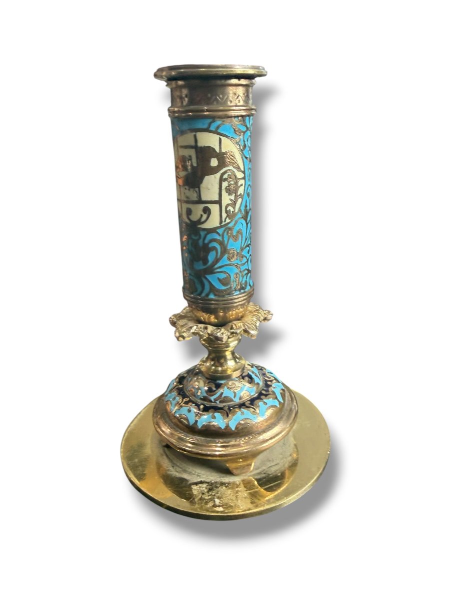 Rare Enameled Wedding Candleholder-photo-7