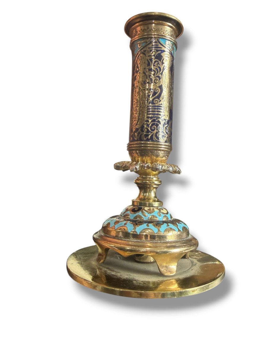 Rare Enameled Wedding Candleholder