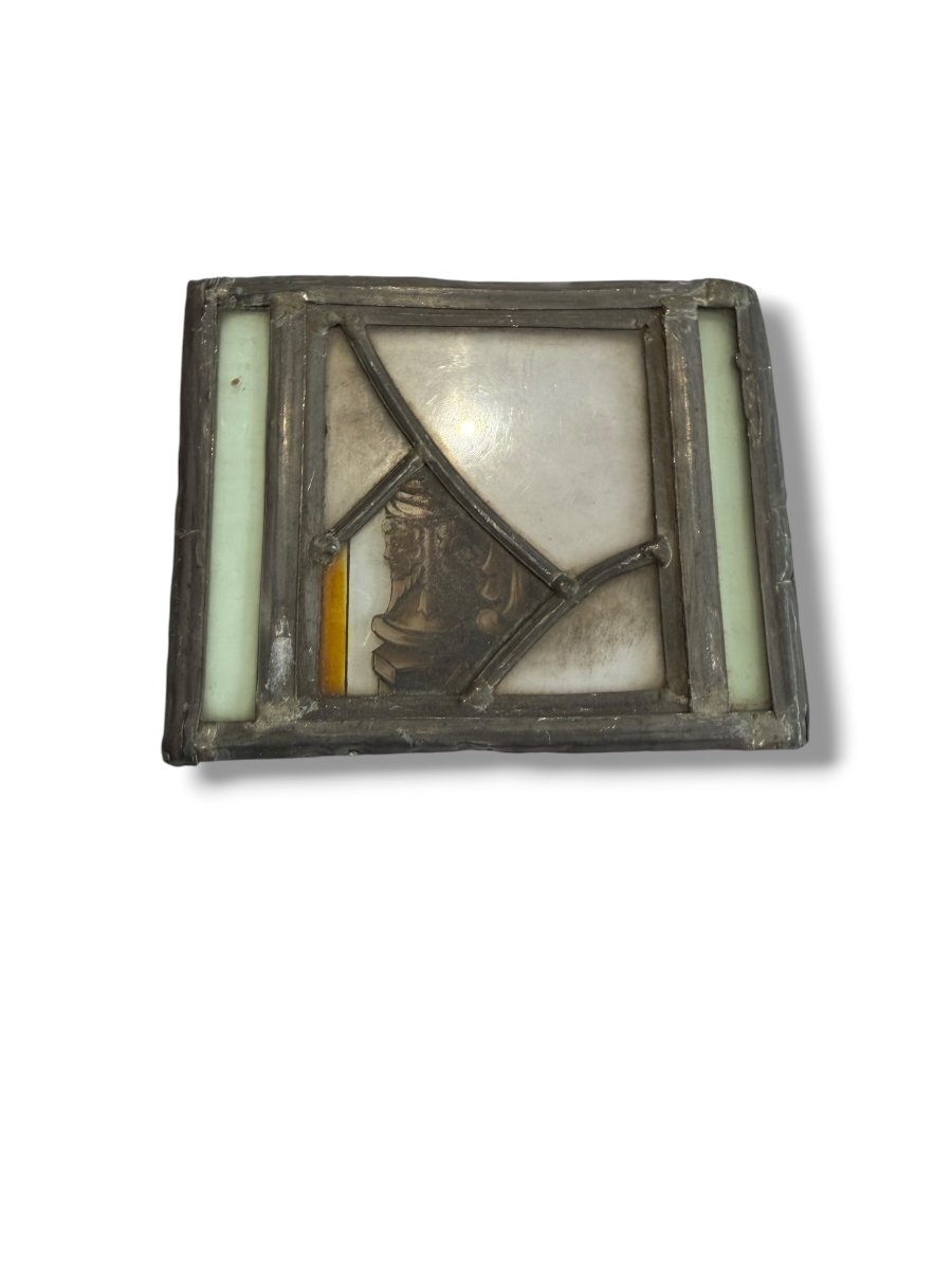 Small Stained-glass Window With A Column Motif