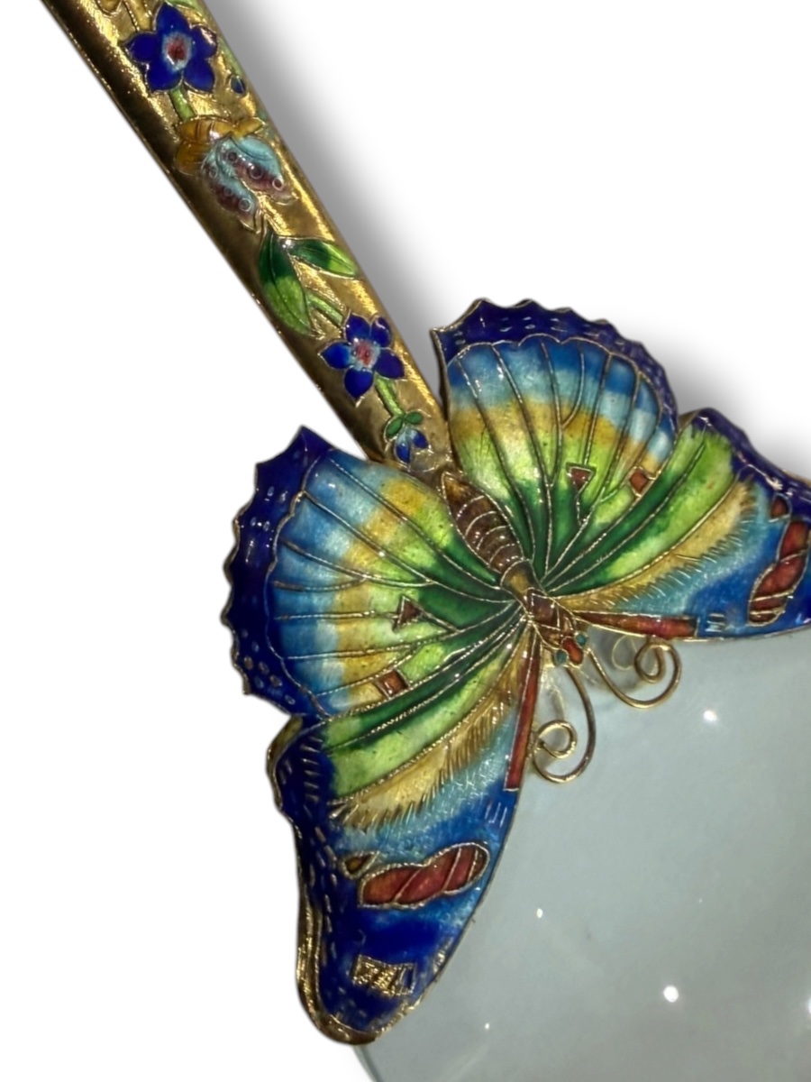 Chine Loupe émaux cloisonnés motifs papillons-photo-3