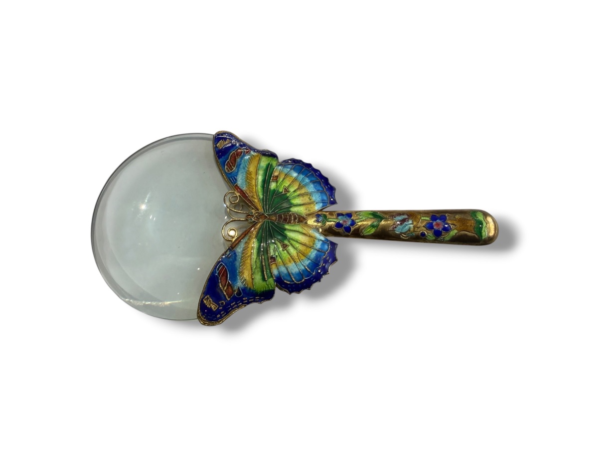 Chine Loupe émaux cloisonnés motifs papillons-photo-1
