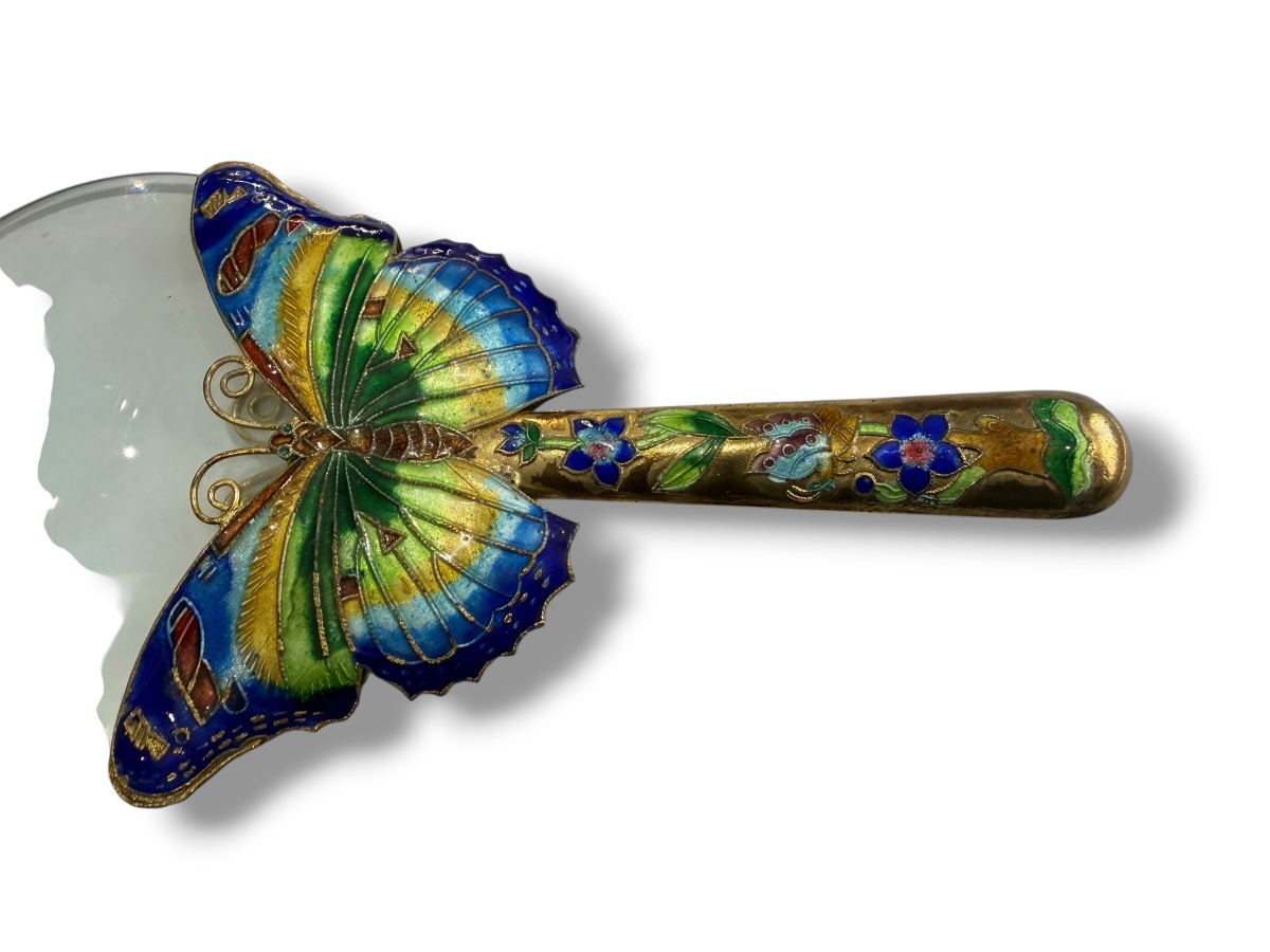 Chine Loupe émaux cloisonnés motifs papillons-photo-2