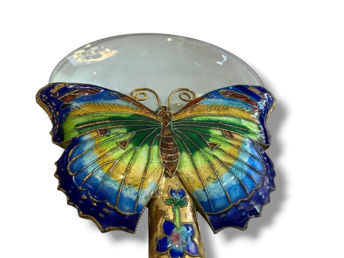 Chine Loupe émaux cloisonnés motifs papillons-photo-4