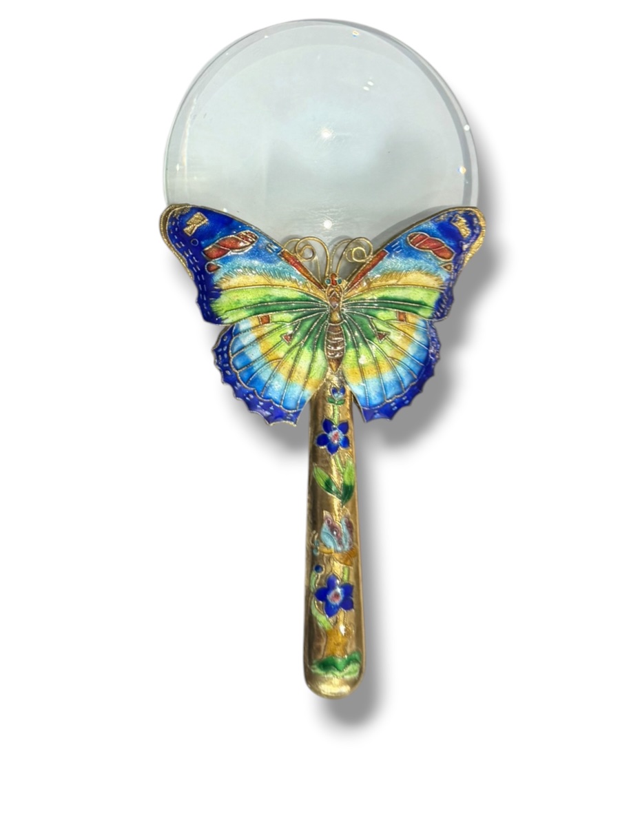 Chine Loupe émaux cloisonnés motifs papillons