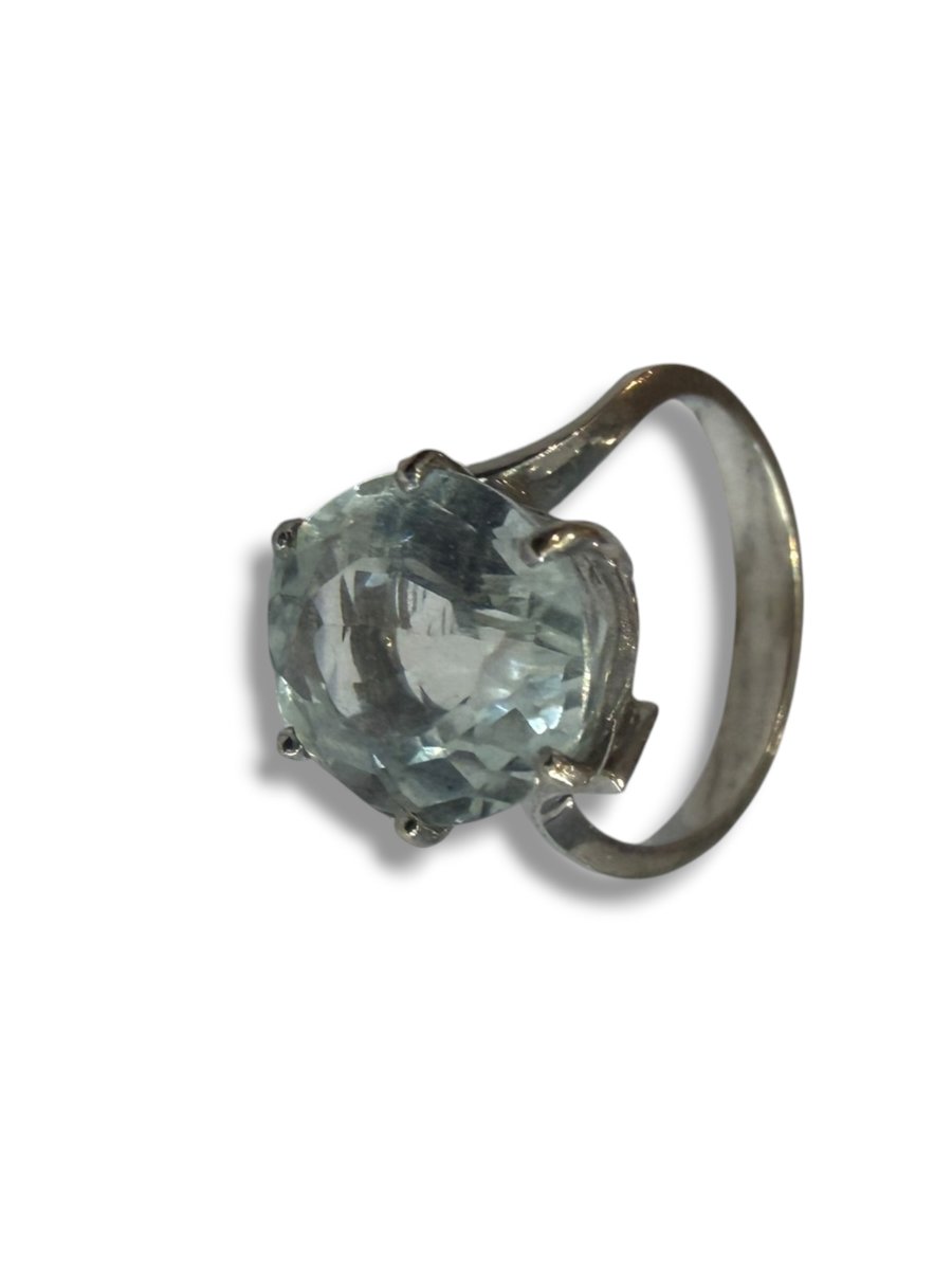 White Gold Ring With Aquamarine-photo-7