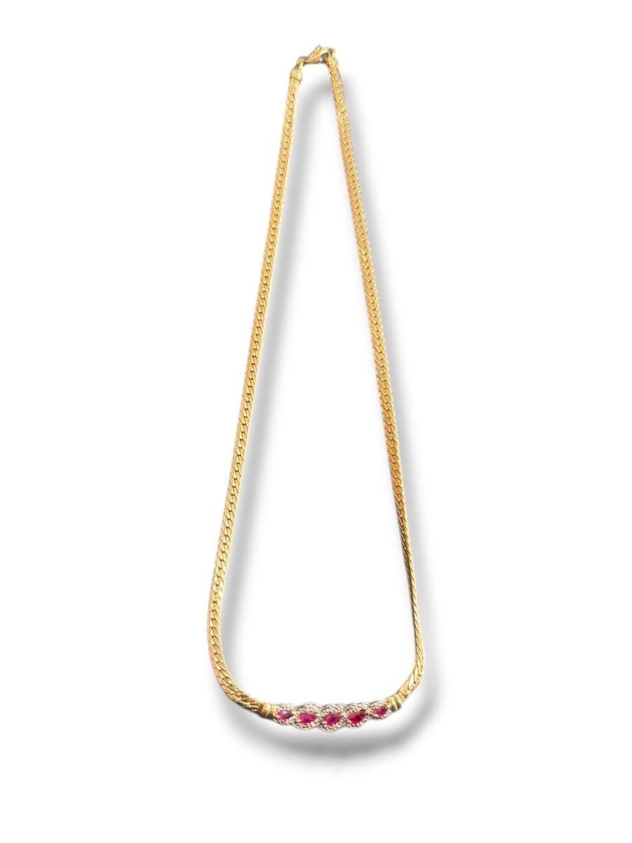 Gold Necklace With Rubies And Diamonds-photo-2