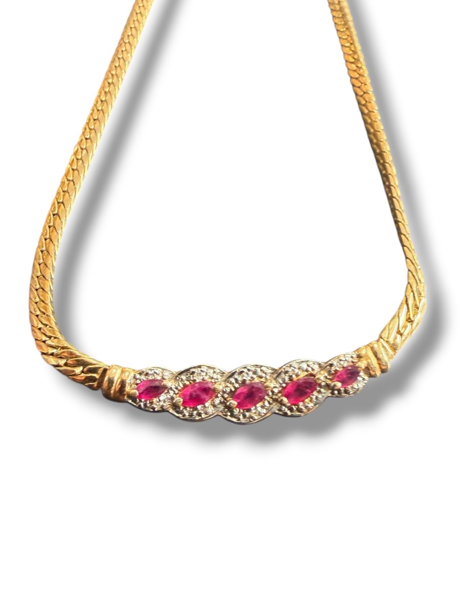 Gold Necklace With Rubies And Diamonds-photo-2