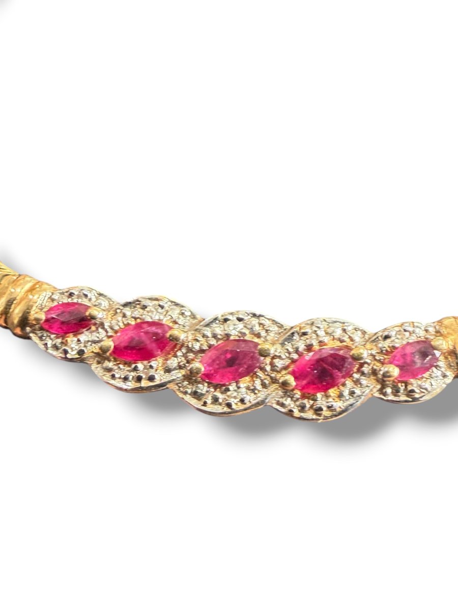 Gold Necklace With Rubies And Diamonds-photo-3