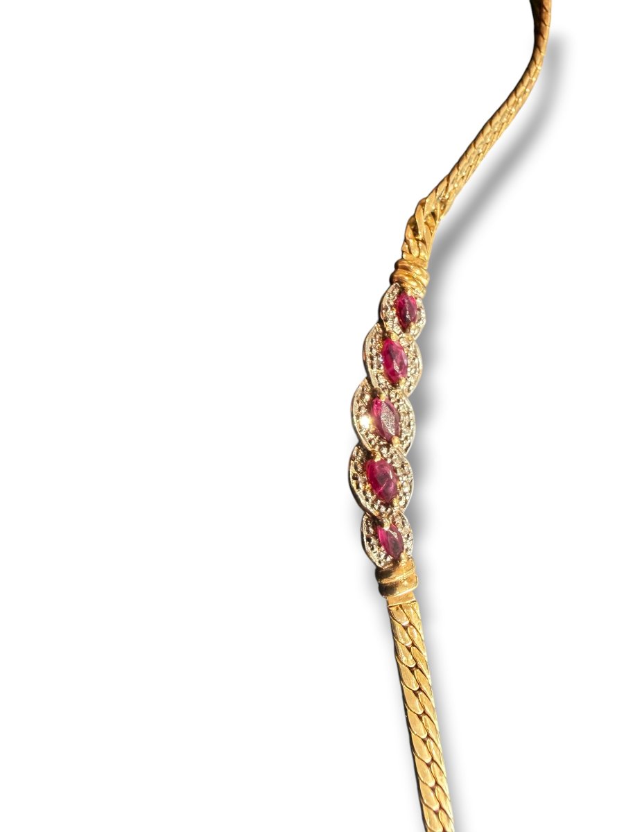 Gold Necklace With Rubies And Diamonds-photo-8