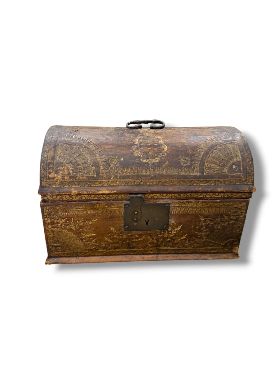 Leather Box With A Domed Lid 