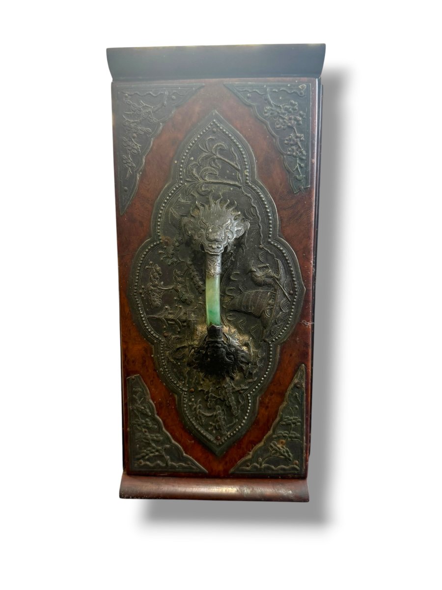 Chinese Wooden Box With Jade Dragon Design-photo-8