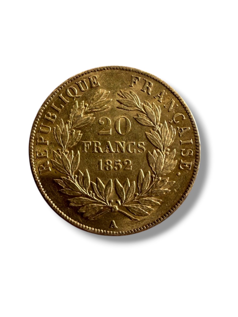 Pièce or 20 francs Louis-Napoléon Bonaparte 1852-photo-1