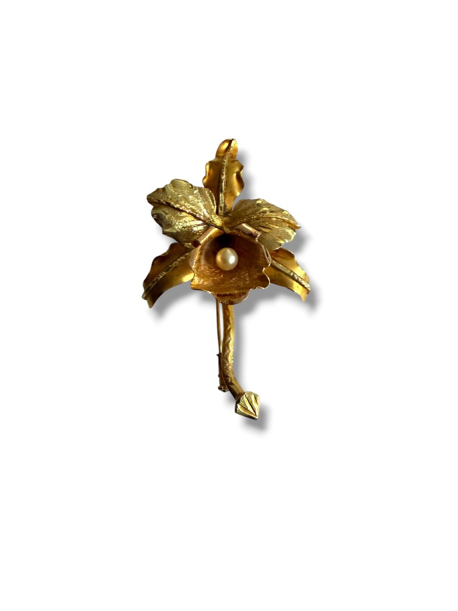 Broche en or motif fleur-photo-4
