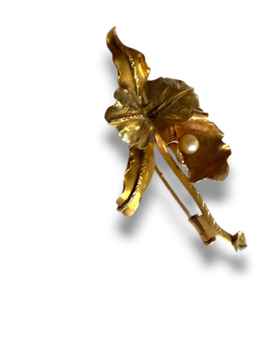 Broche en or motif fleur-photo-4