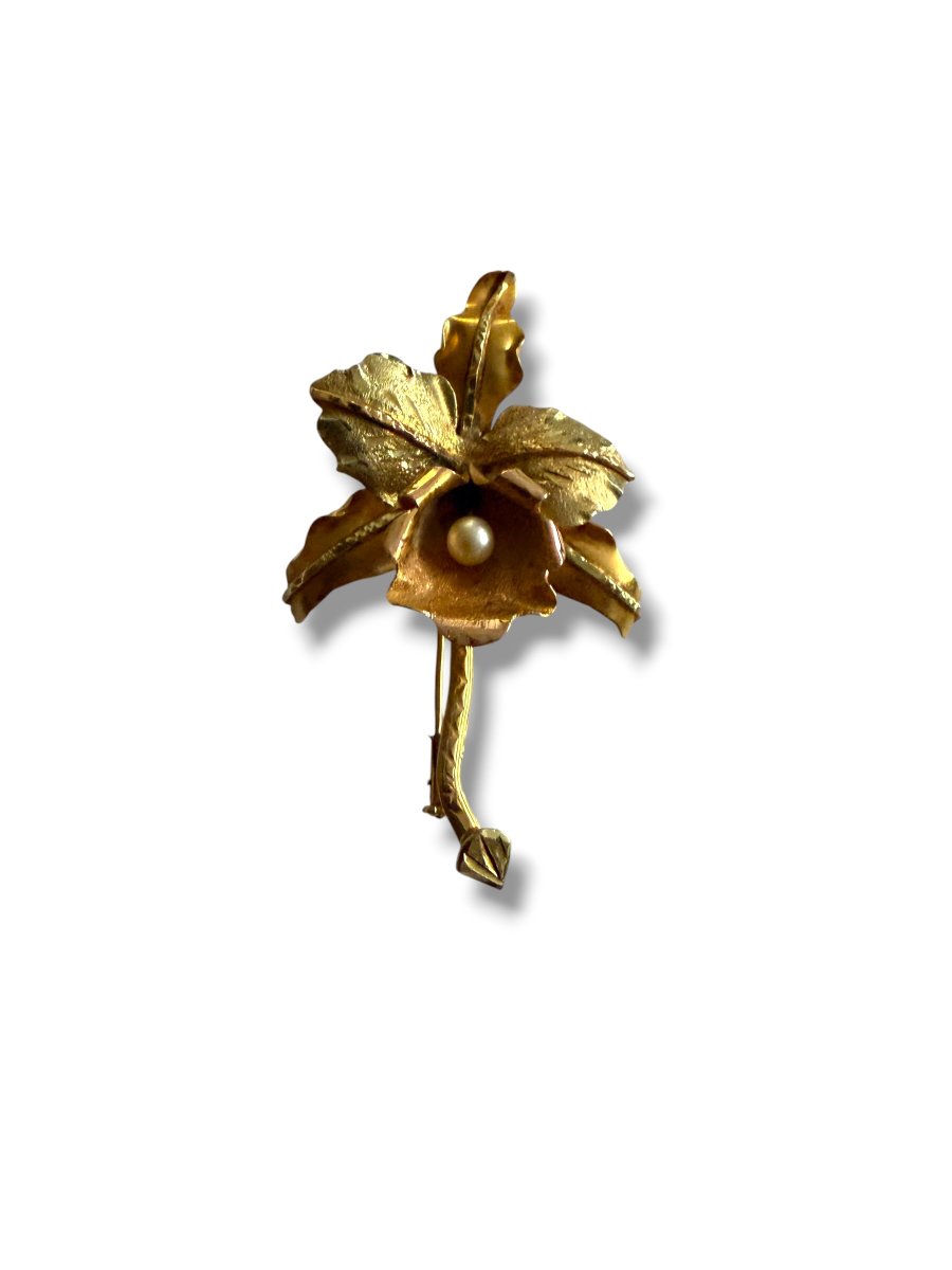 Broche en or motif fleur-photo-6