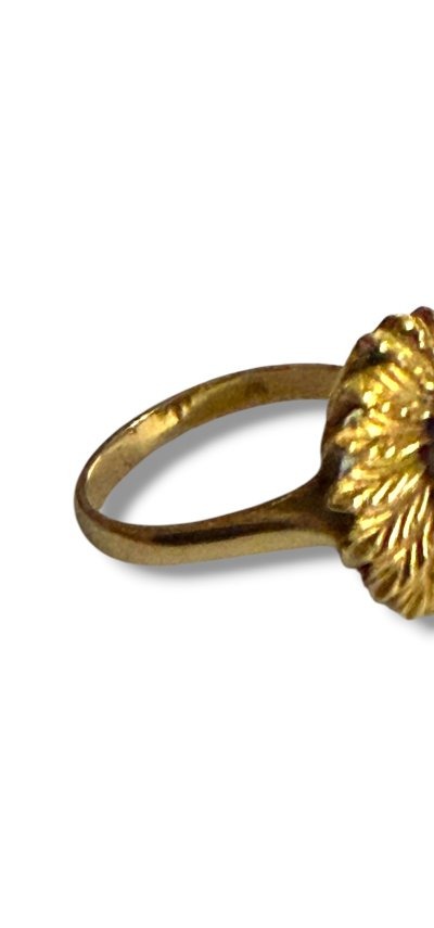 Bague fleur or et saphir-photo-4
