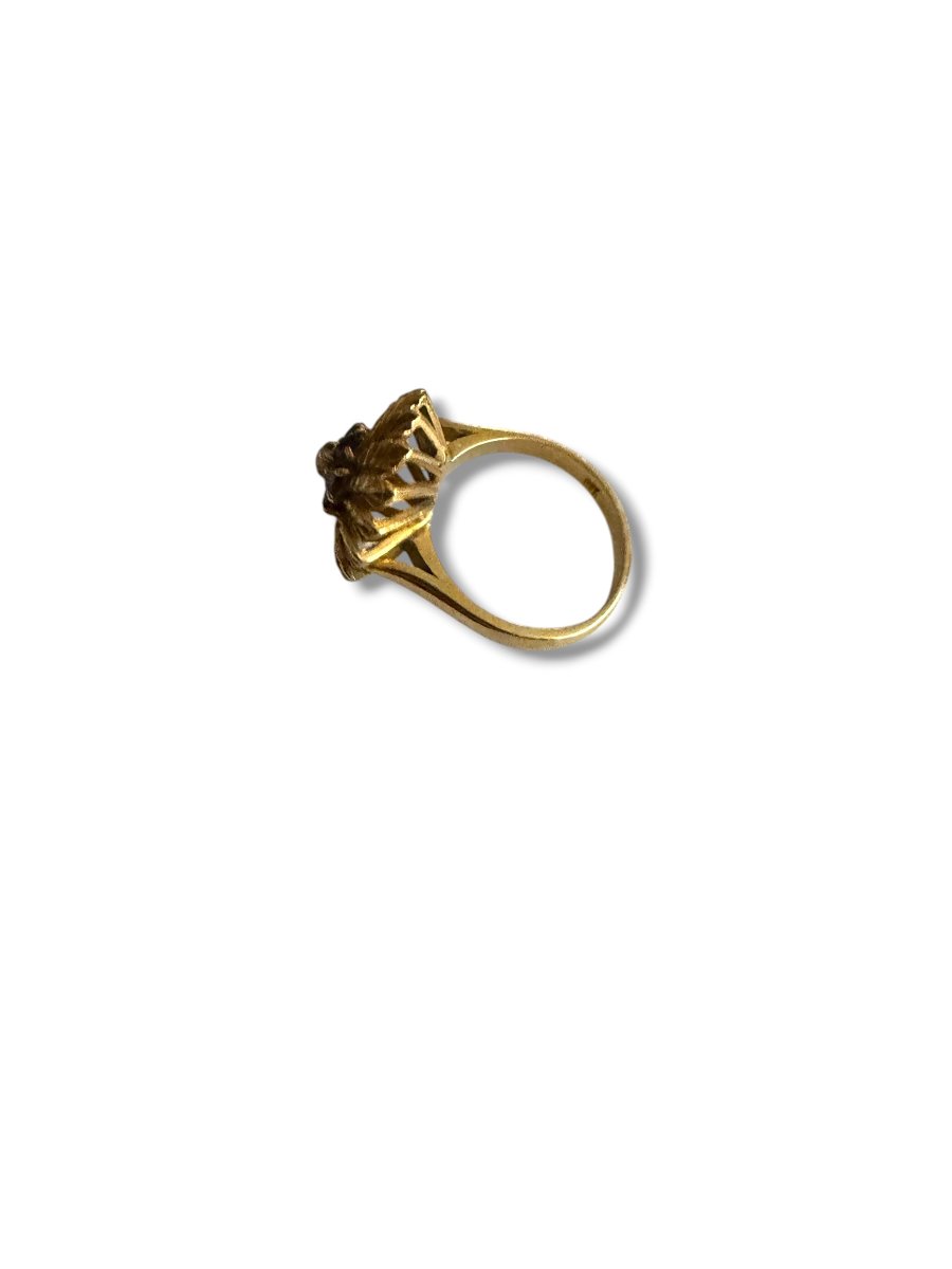 Bague fleur or et saphir-photo-2