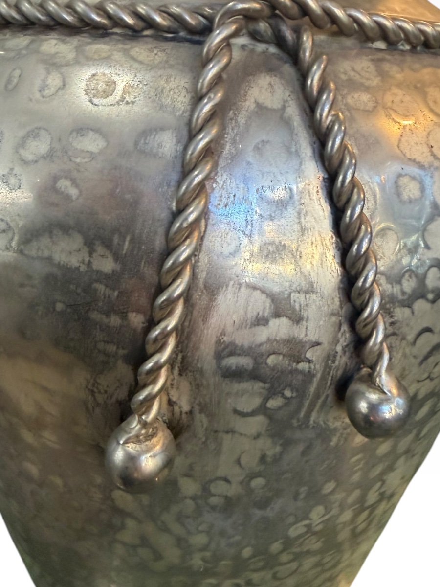 Large Silver-plated Metal Vase By Maria Pergay-photo-1