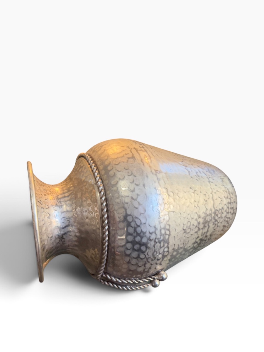 Large Silver-plated Metal Vase By Maria Pergay-photo-6