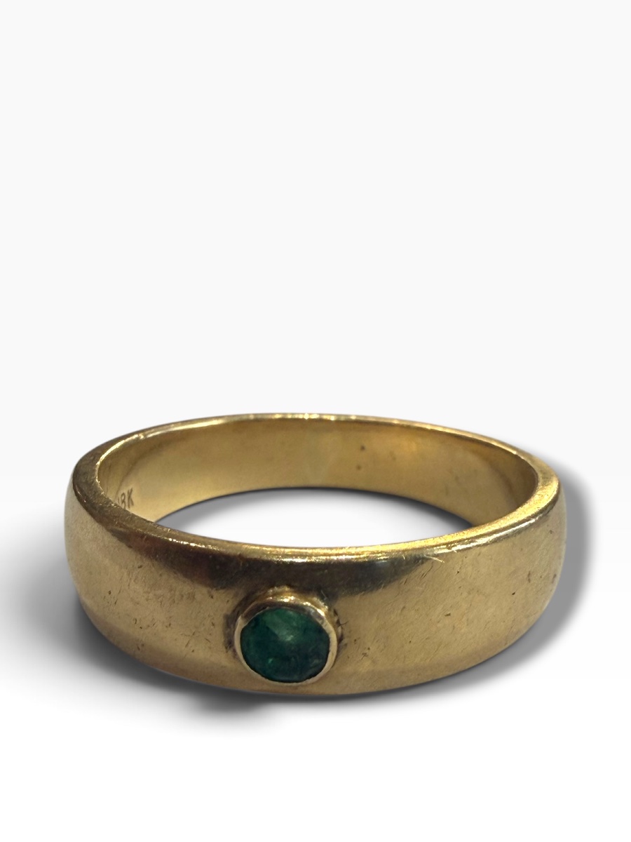 Bague solitaire or jaune emeraude