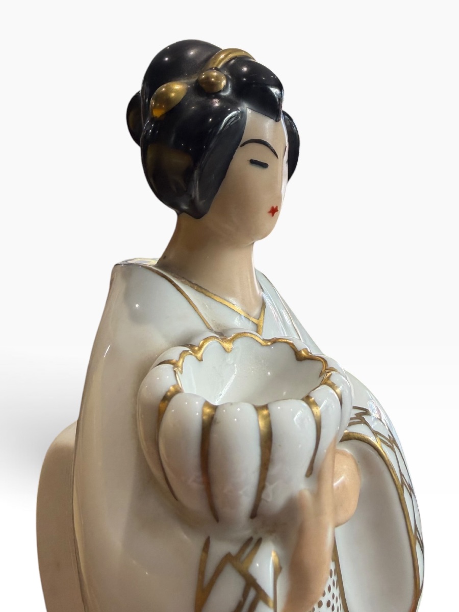  ROBJ Jean Borne Veilleuse Art Deco dame Japonaise-photo-1