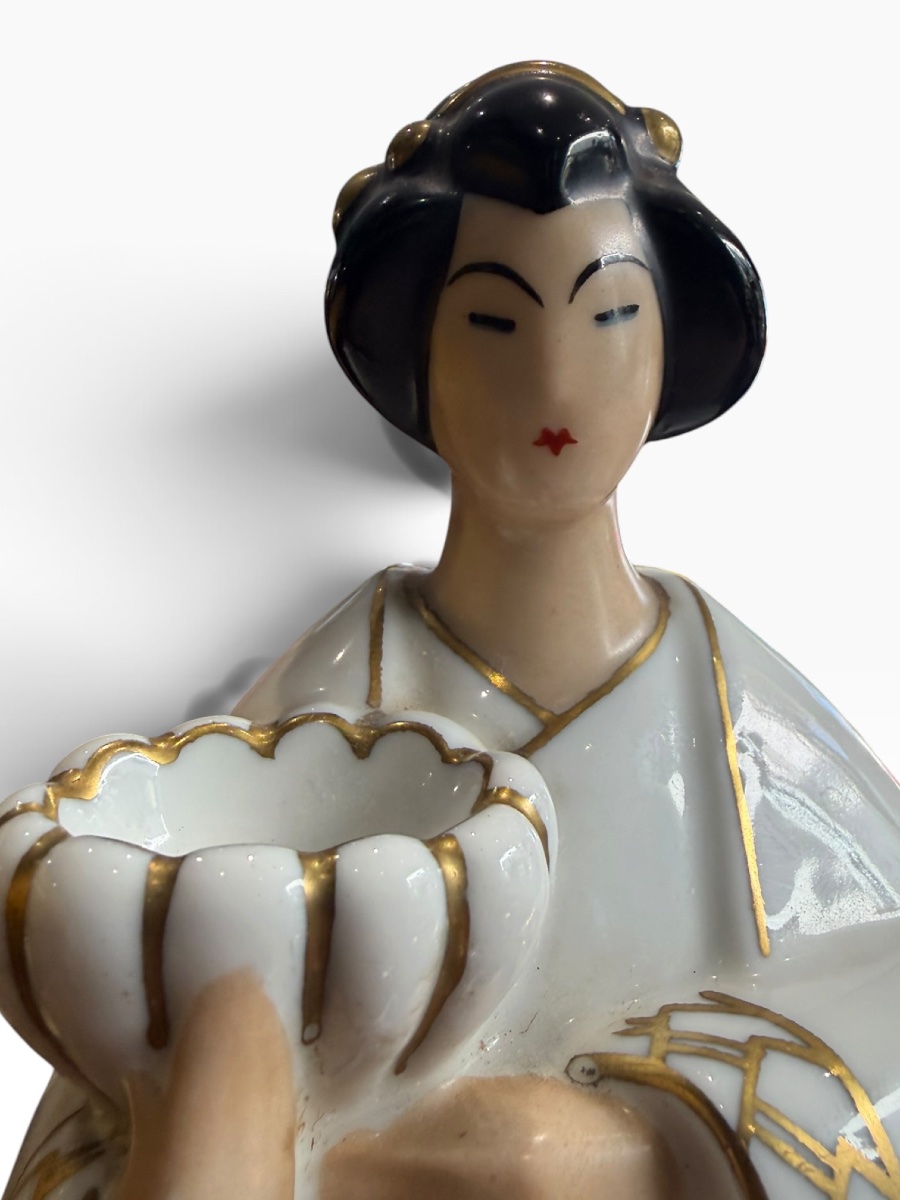  ROBJ Jean Borne Veilleuse Art Deco dame Japonaise-photo-7