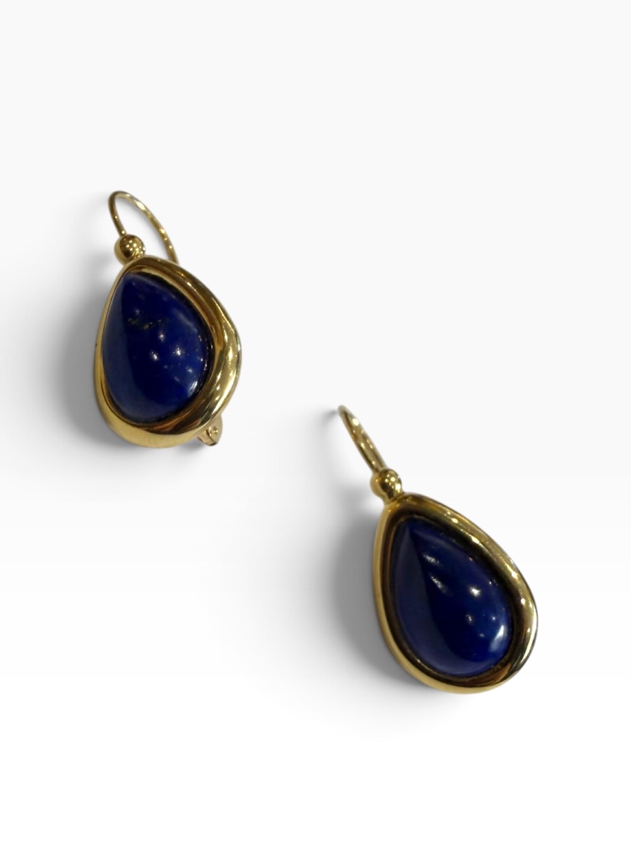 Paire boucles d’oreilles or et lapis lazuli -photo-2