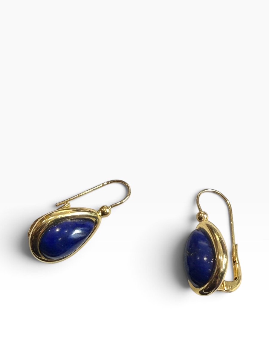 Paire boucles d’oreilles or et lapis lazuli -photo-3