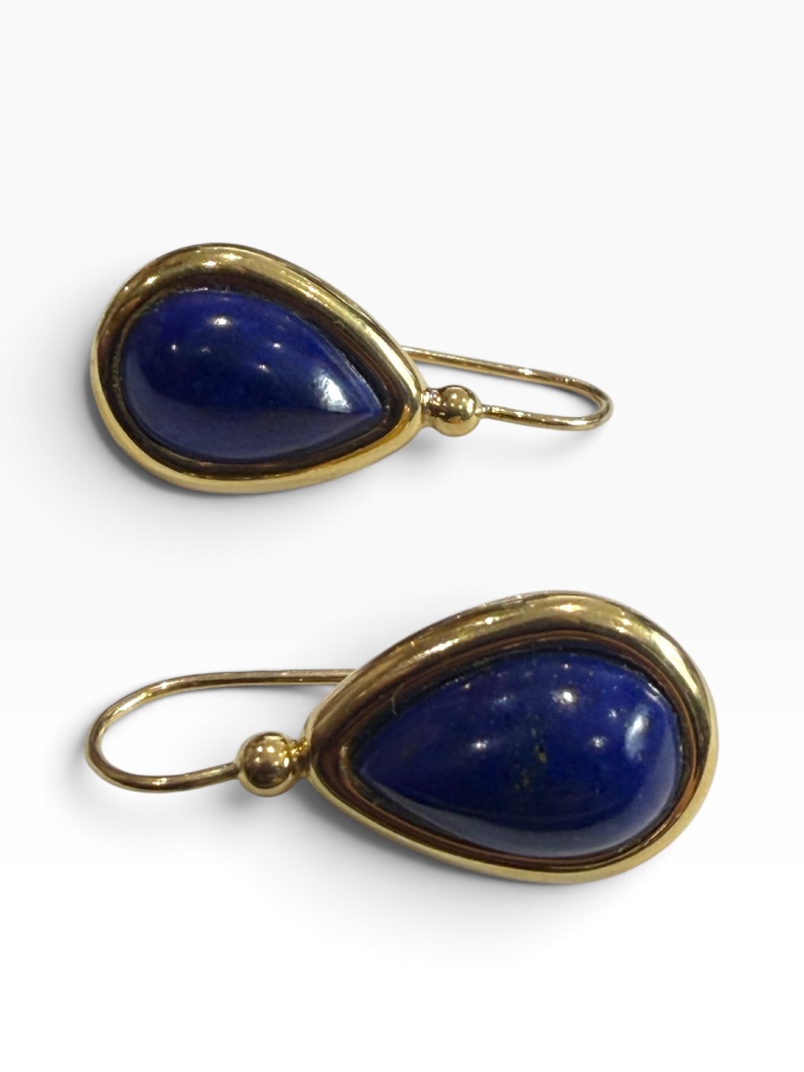 Paire boucles d’oreilles or et lapis lazuli -photo-2