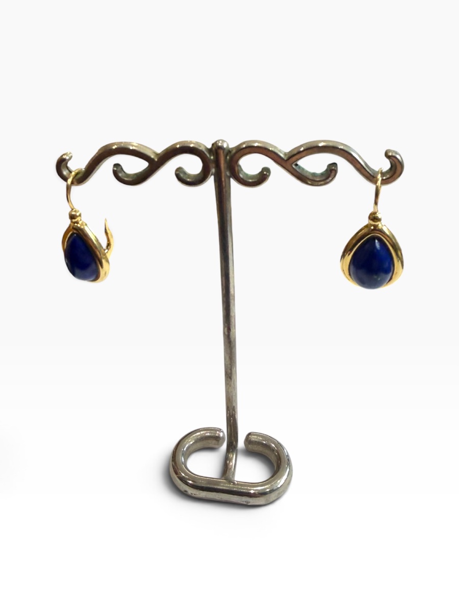 Paire boucles d’oreilles or et lapis lazuli -photo-3