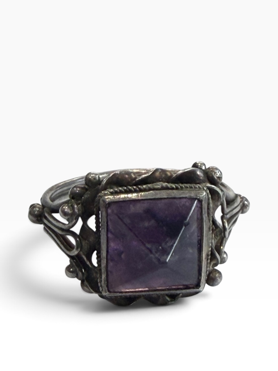 Bague argent et améthyste pyramide-photo-2