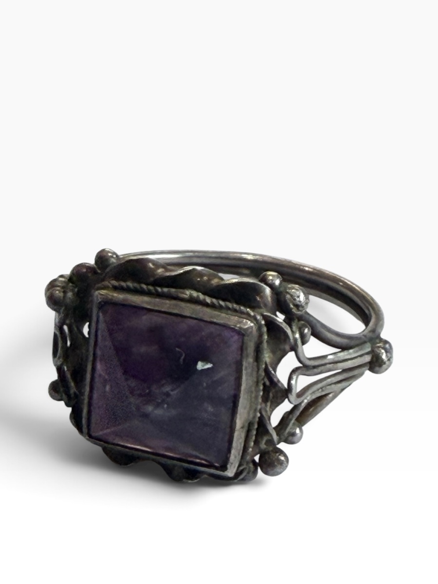 Bague argent et améthyste pyramide-photo-4