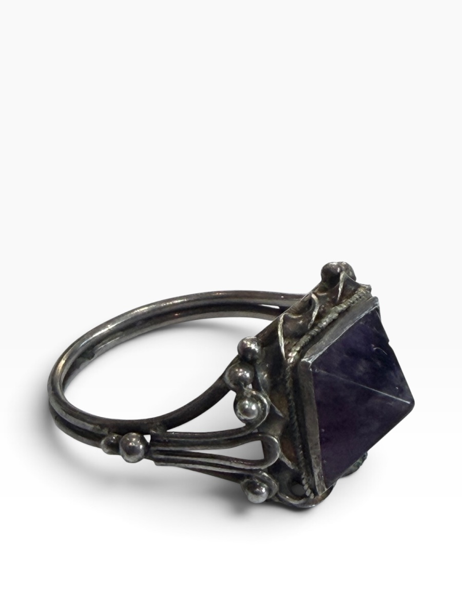 Bague argent et améthyste pyramide-photo-2