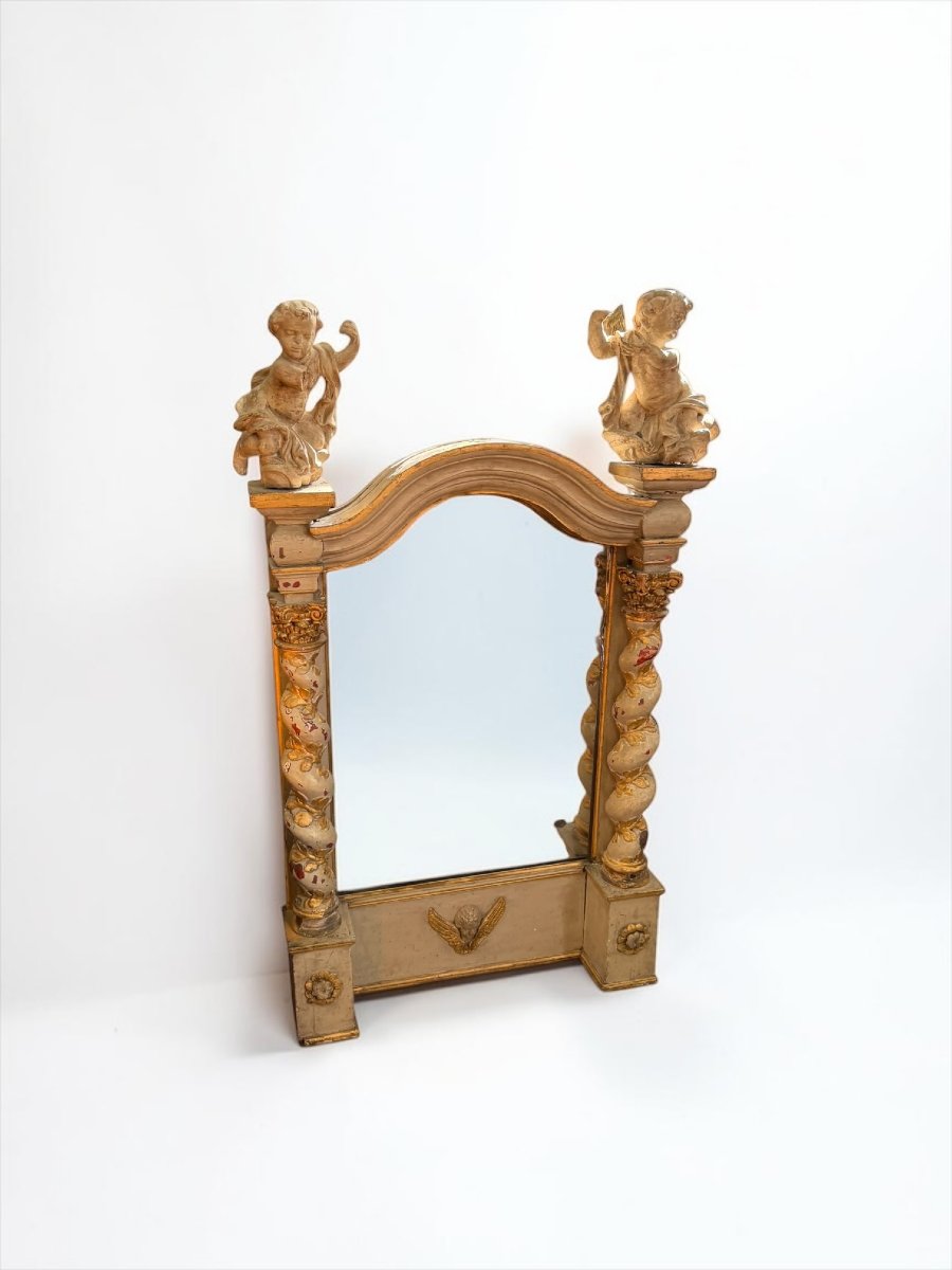 Miroir XVIIIeme aux anges époque Régence-photo-2