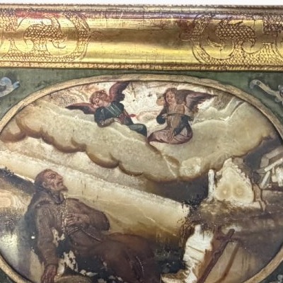 Angels And Saints, Oil On Marble, 17th Century-photo-4