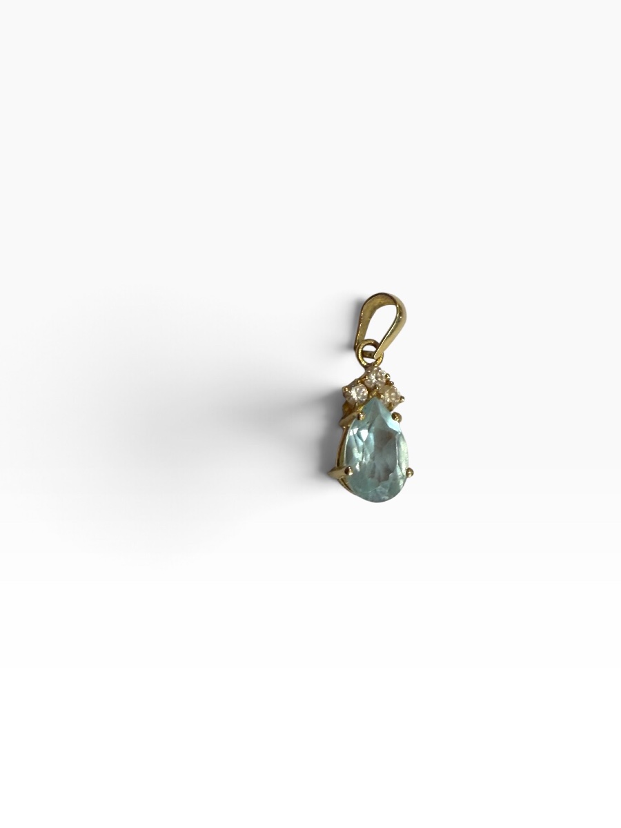 Pendentif or jaune aigue marine-photo-2