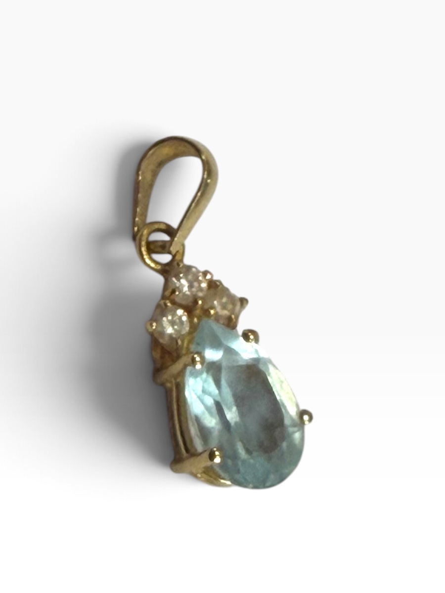 Pendentif or jaune aigue marine-photo-3