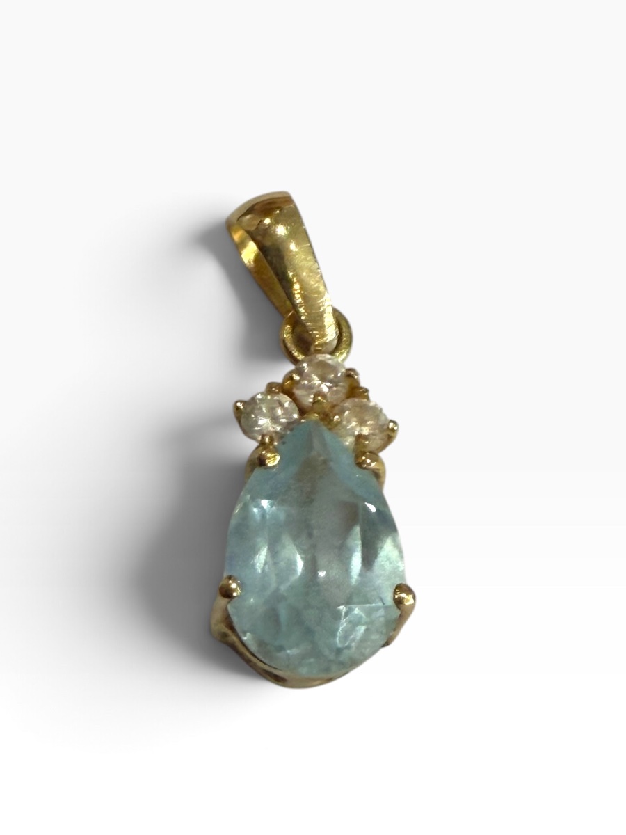 Pendentif or jaune aigue marine-photo-1