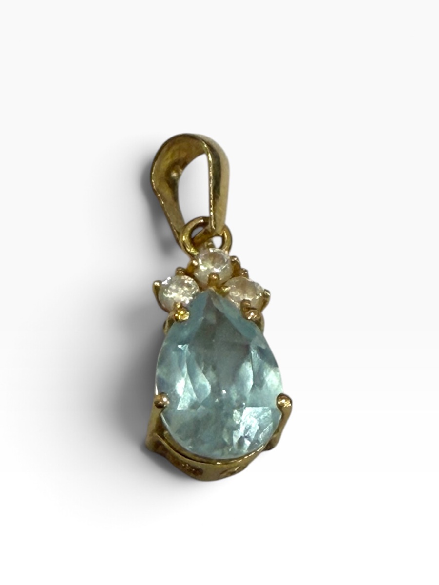 Pendentif or jaune aigue marine-photo-3