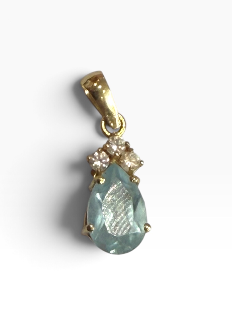 Pendentif or jaune aigue marine-photo-4