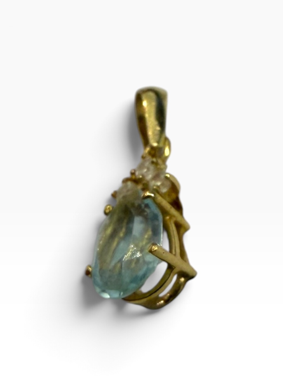 Pendentif or jaune aigue marine-photo-5