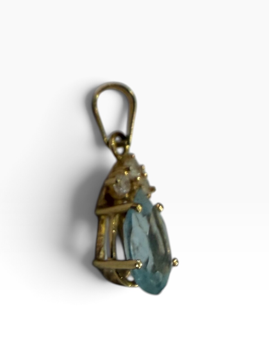 Pendentif or jaune aigue marine-photo-6