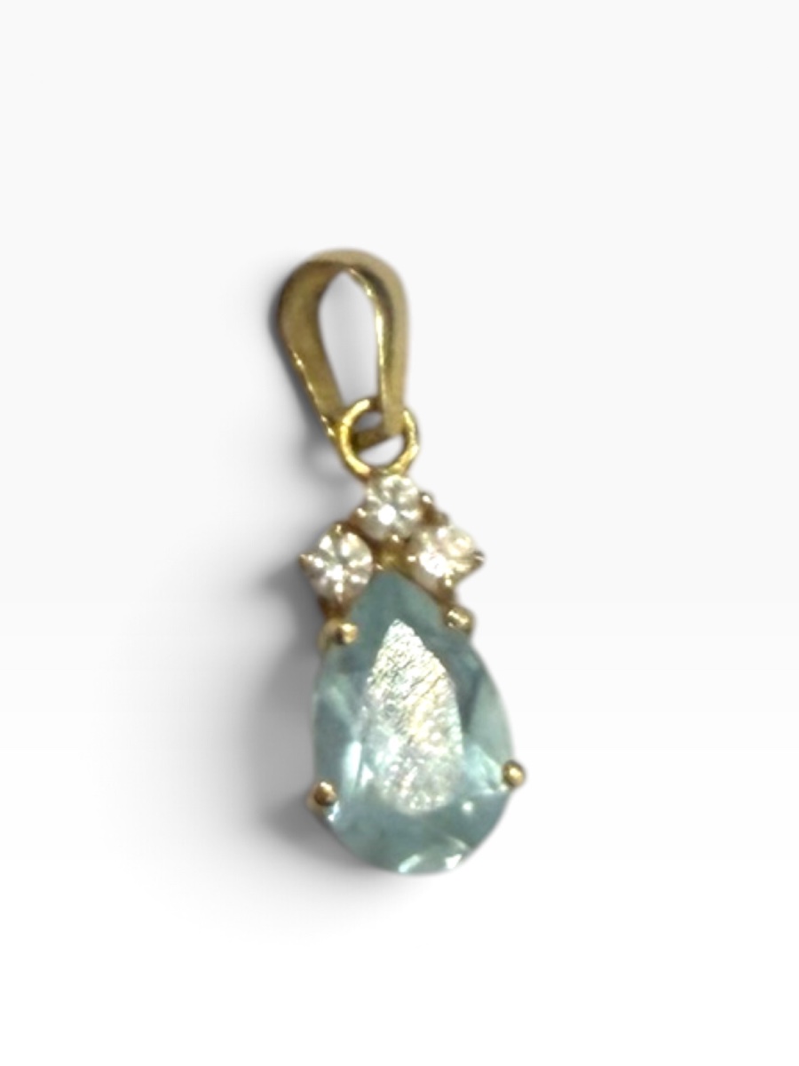 Pendentif or jaune aigue marine-photo-7
