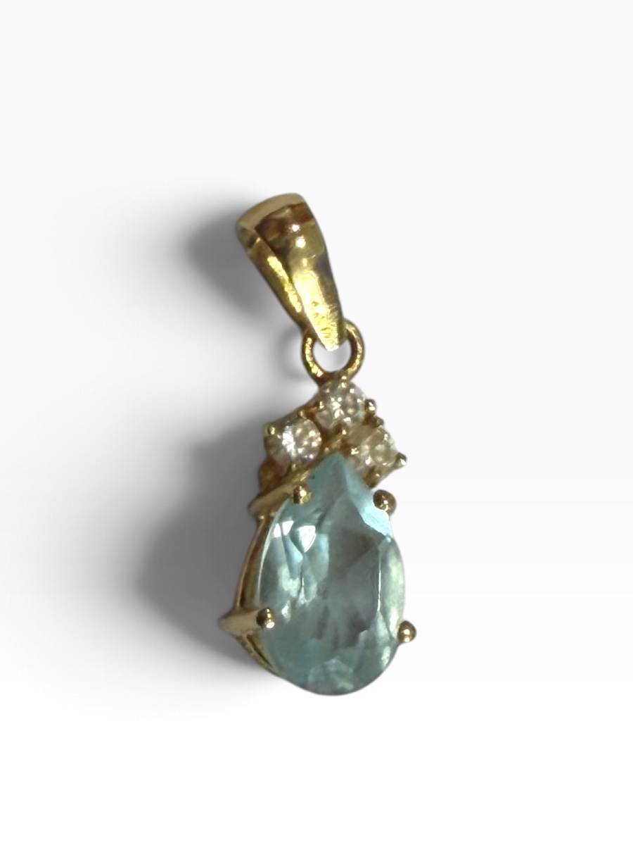 Pendentif or jaune aigue marine-photo-8