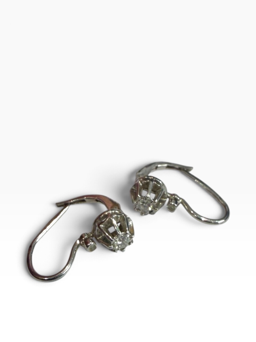 Paire de boucles d’oreilles or gris et diamants-photo-2