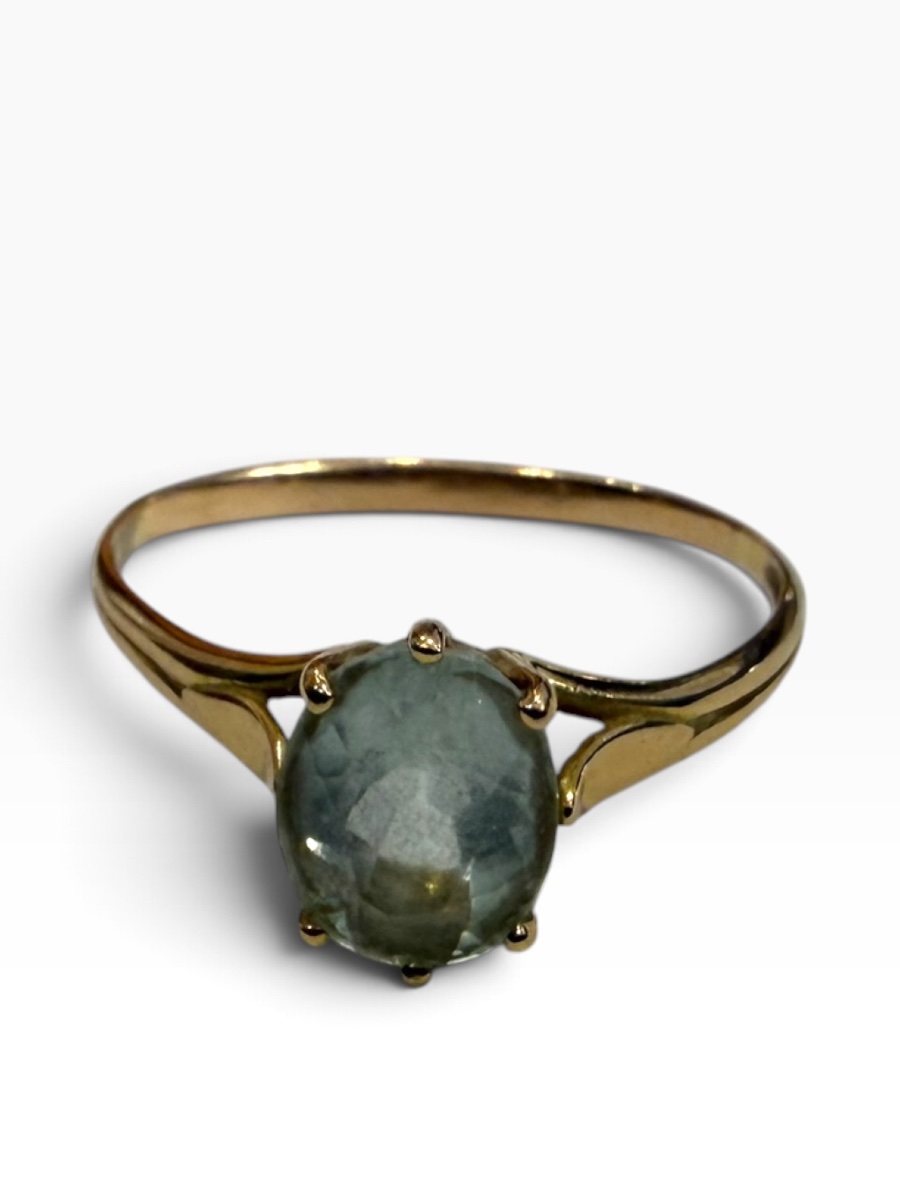 Bague or jaune et aigue-marine