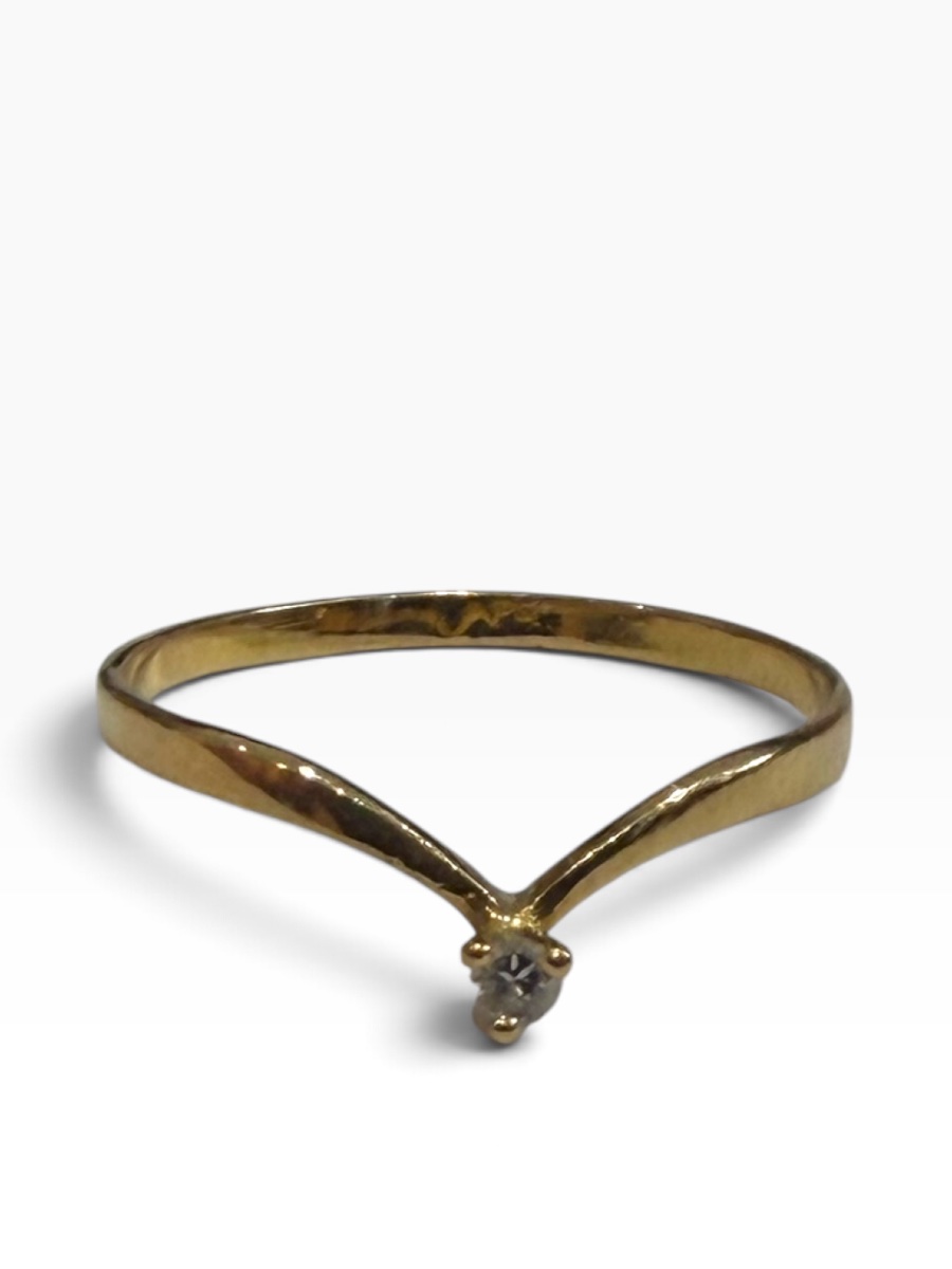 Yellow Gold Solitaire Ring With Chevron-cut Diamond 