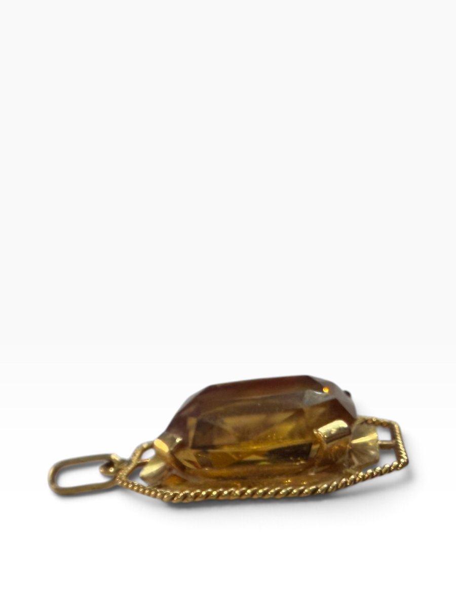 Large Octagonal Topaz And Gold Pendant-photo-4